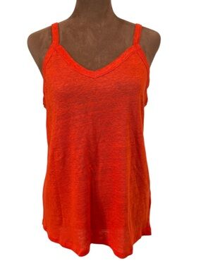 NWT Alaniz 100% Linen Red /  Orange Tank Top Sleeveless Shirt L Large